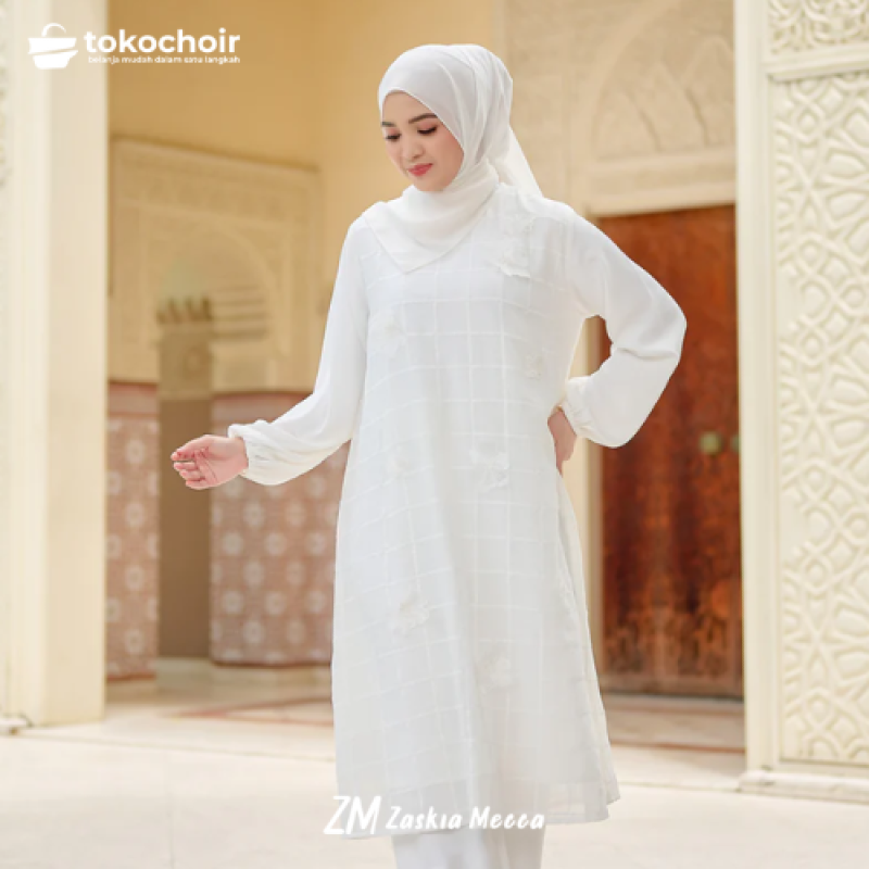 Zaskia Mecca - Bivana Midi Dress - White Series - Binar Samudra - Raya Collection Gamis Lebaran Premium