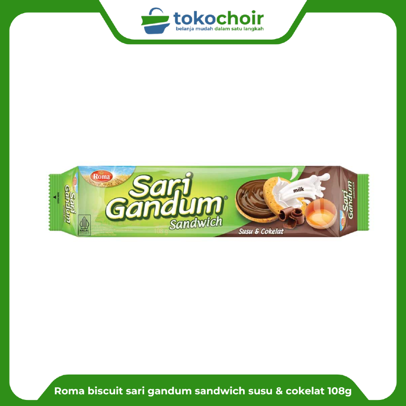 Roma biscuit sari gandum sandwich susu & cokelat 108g