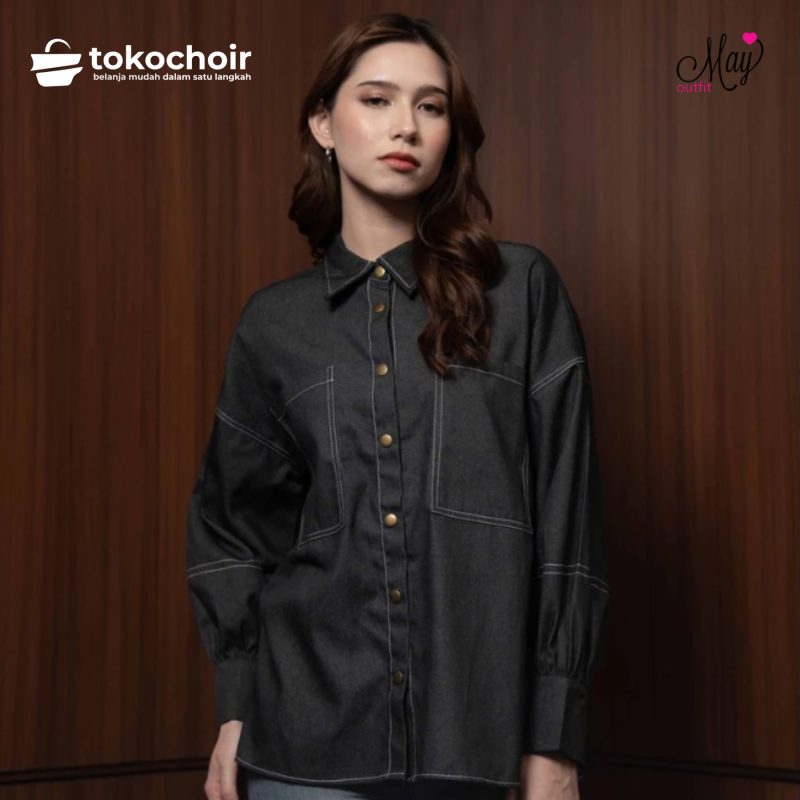 Mayoutfit Emery Shirt | Kemeja Denim Basic Wanita Hijabers friendly Oversize