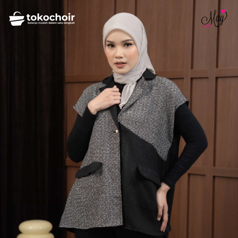 Mayoutfit Xylla Vest | Outer Vest Rompi Tweed Kombi Semi Formal Korean Look