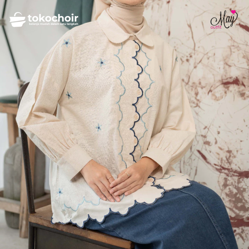 Mayoutfit Finella Shirt | Kemeja Linen Bordir Wanita