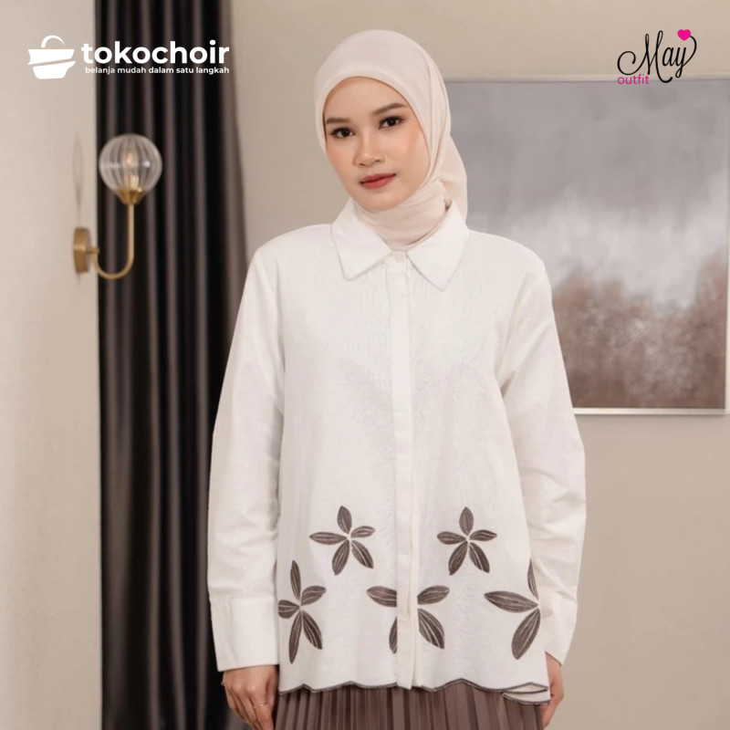 Mayoutfit Valeska Shirt | Kemeja Wanita Basic Linen Bordir Embroidery