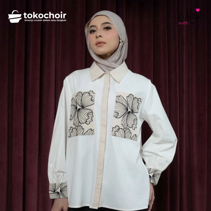 Mayoutfit Naila Shirt | Kemeja Poplin Wanita Bordir Patchwork Embroidery