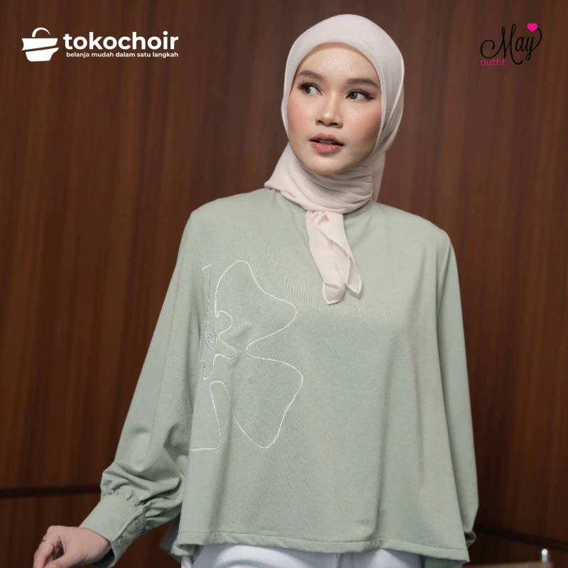 Mayoutfit Keylan Blouse | Blus Kaos Kasual Motif Floral Bunga