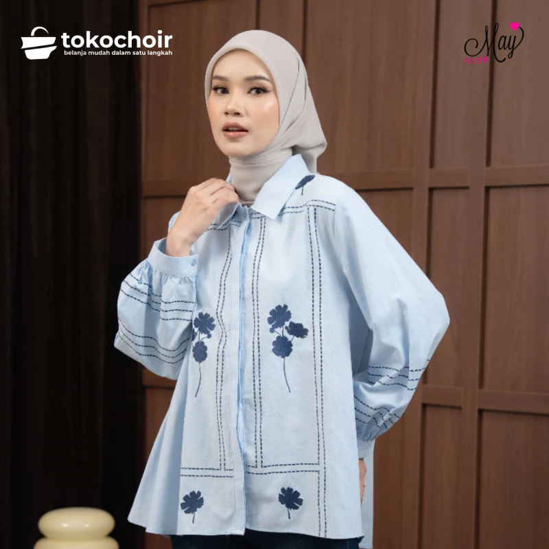 Mayoutfit Lavelle Shirt | Atasan Kemeja Wanita Bordir Bunga Embroidery