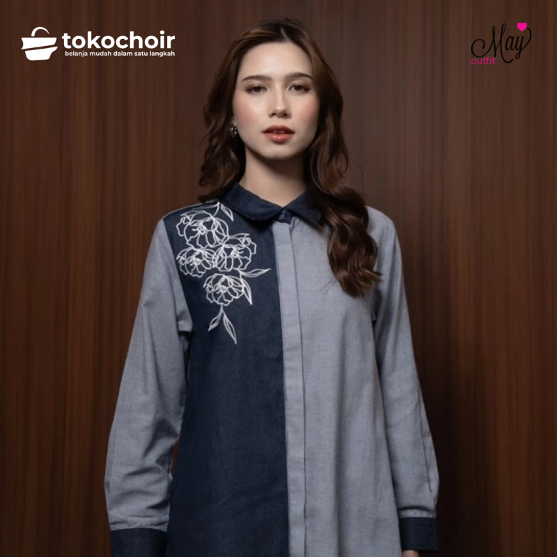 Mayoutfit Jayleen Shirt | Kemeja Denim Wanita Combi Stripe