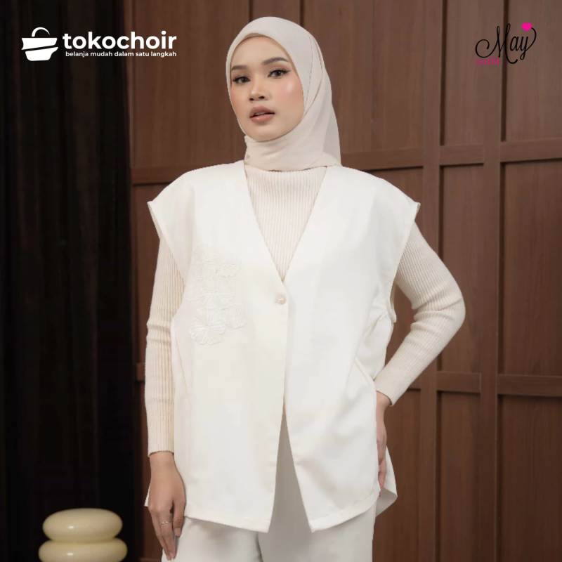 Mayoutfit Selene Outer | Outer Rompi Flare Variasi Patch Bunga