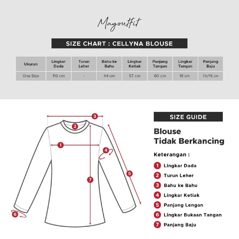 Mayoutfit Cellyna Blouse | Blus Kaos Wanita Bordir Embroidery