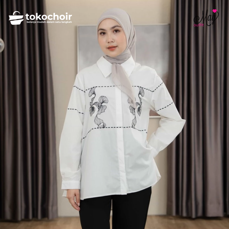 Mayoutfit Scylla Shirt | Kemeja Wanita Katun Poplin Aksen Bordir Embroidery