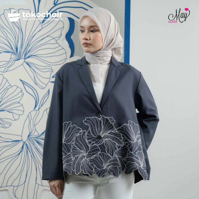 Mayoutfit Cisne Blazer | Outer Blazer Wanita Bordir Bunga Lengan Panjang