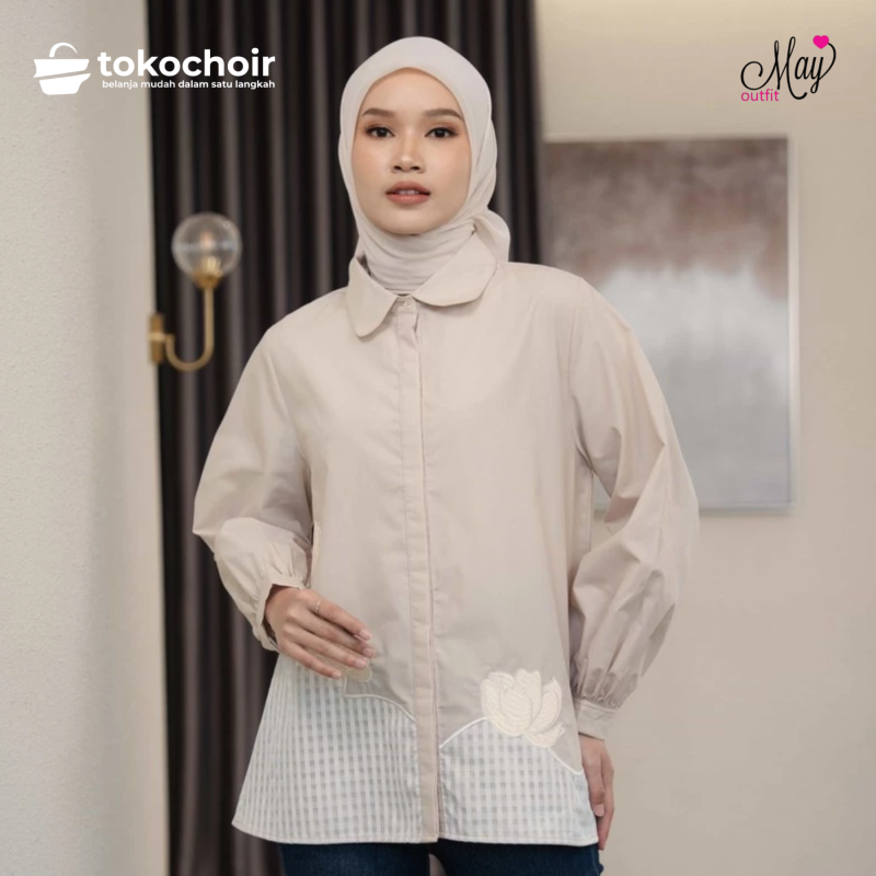Mayoutfit Salya Shirt | Kemeja Wanita Poplin Kombi Organza Bordir Embroidery