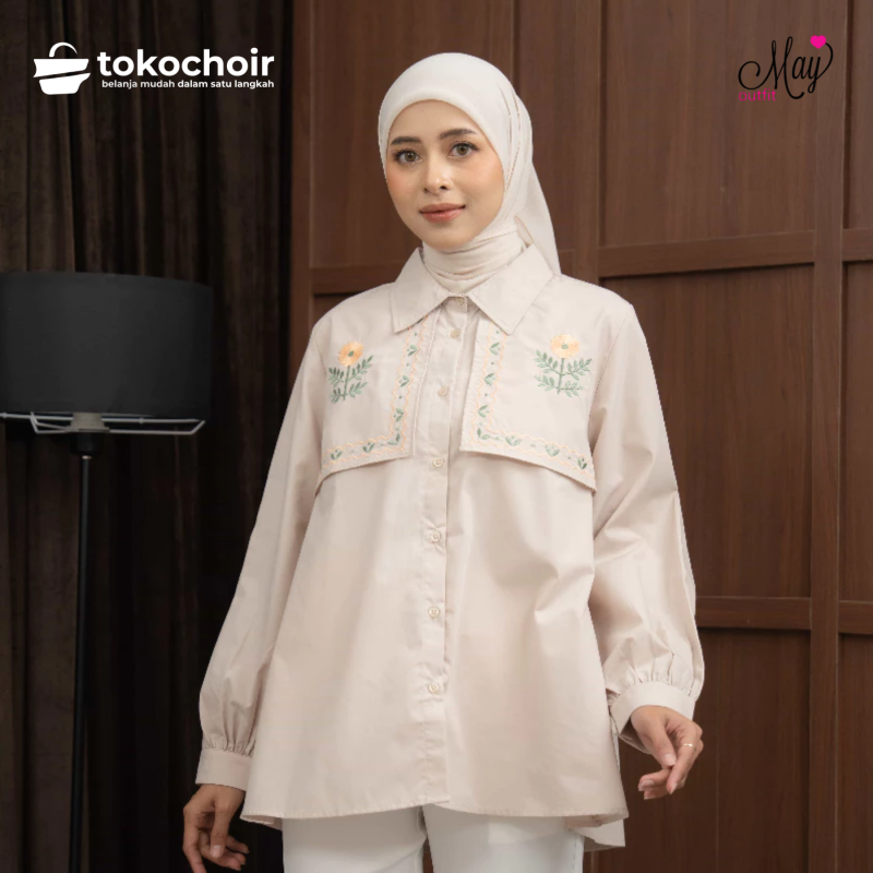 Mayoutfit Avynna Shirt | Kemeja Poplin Wanita Bordir Embroidery Floral