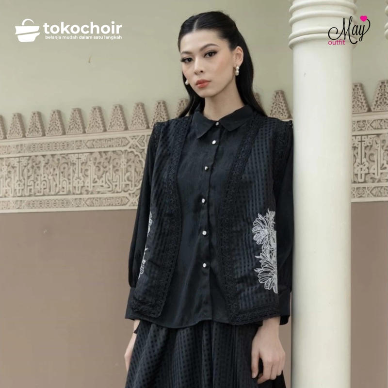 Mayoutfit Talvyn Vest | Outer Rompi Vest Wanita Organza Lace Renda Bordir Embroidery
