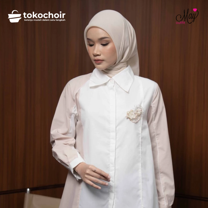 Mayoutfit Aneira Shirt | Kemeja Basic Wanita Katun Poplin Kombi Two Tone