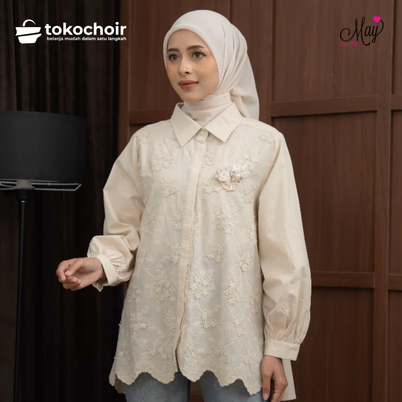 Mayoutfit Orabella Shirt | Kemeja Katun Bordir Wanita Oversized Blus