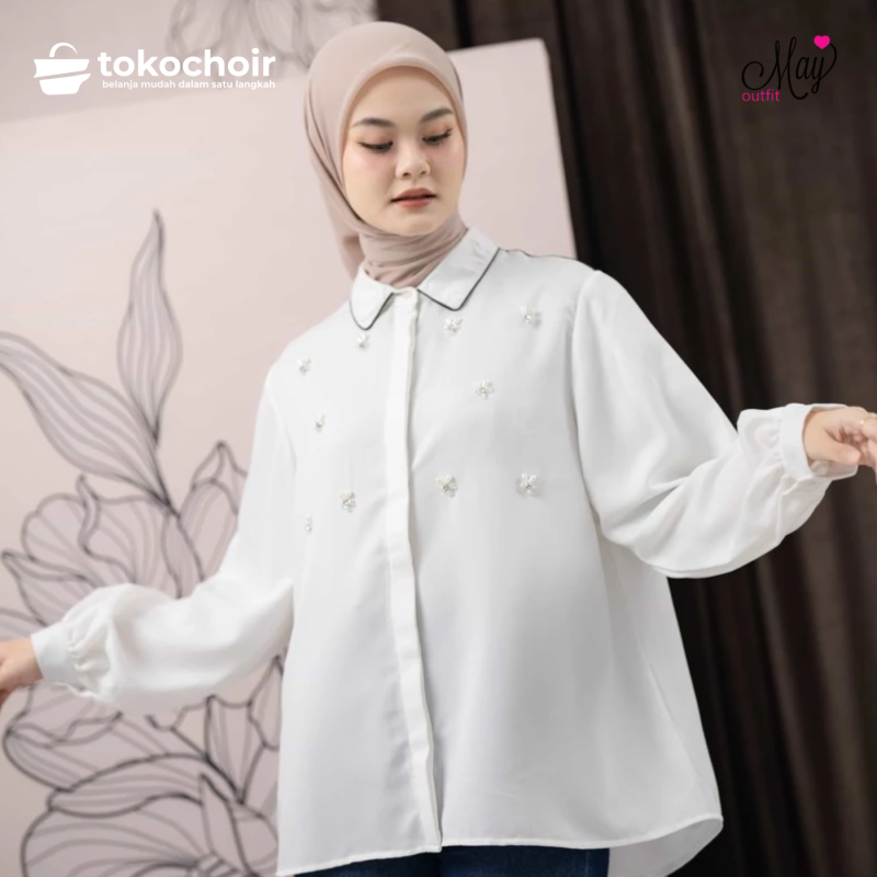 Mayoutfit Eadlyn Shirt | Kemeja Wanita Basic Aksen Payet
