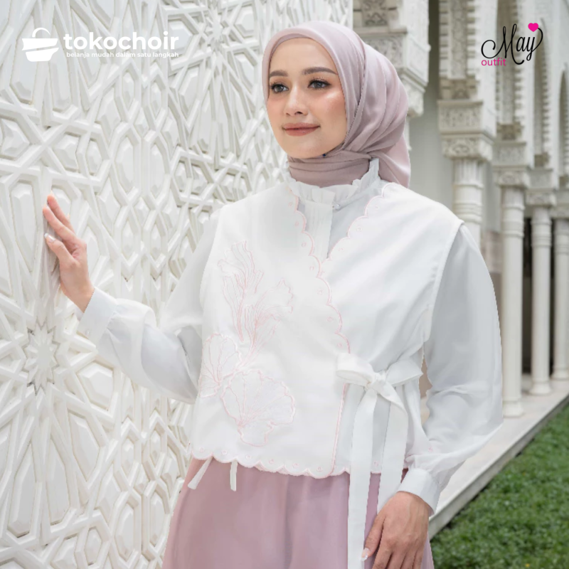 Mayoutfit Irenia Vest Sea Side Series| Rompi Wanita Lebaran Bordir Tali Samping Lengan Pendek