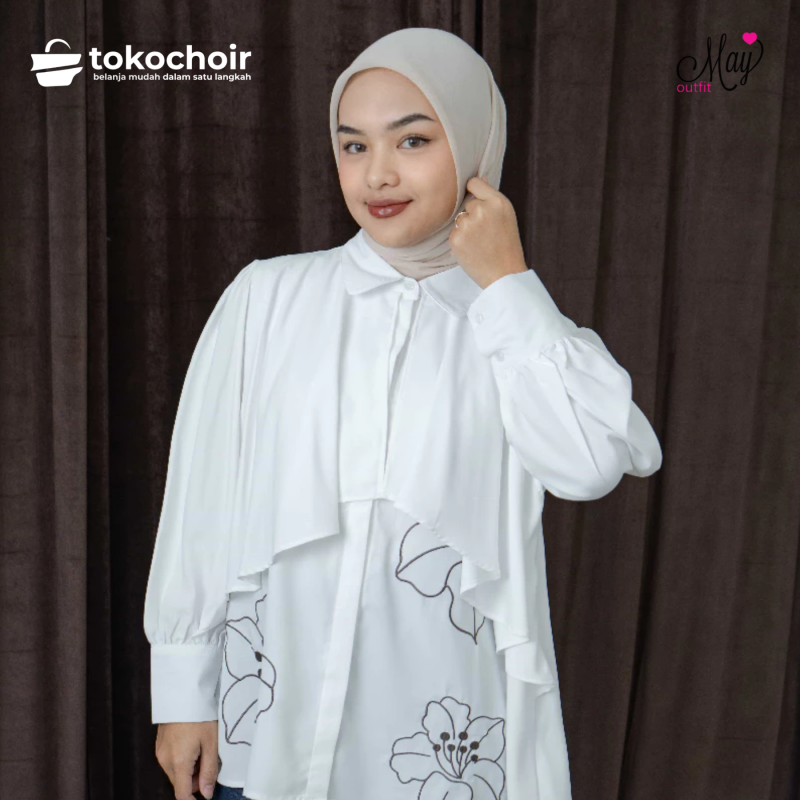 Mayoutfit Ishana Shirt | Kemeja Wanita Layer Bordir Floral Embroidery