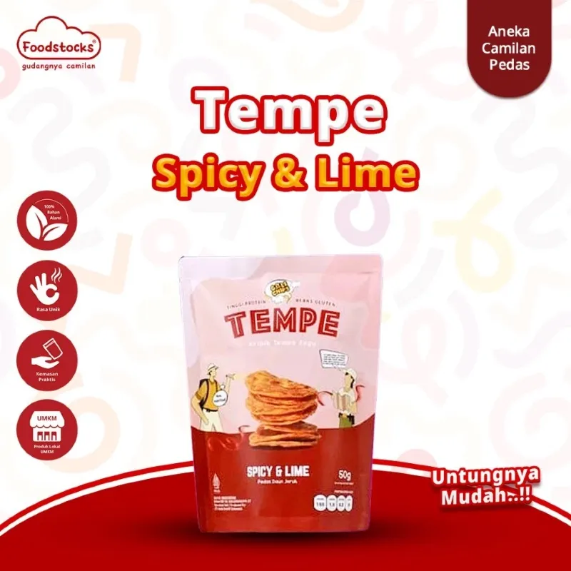 Geli Chips - Keripik Tempe Sagu Rasa Pedas Daun Jeruk 50gr