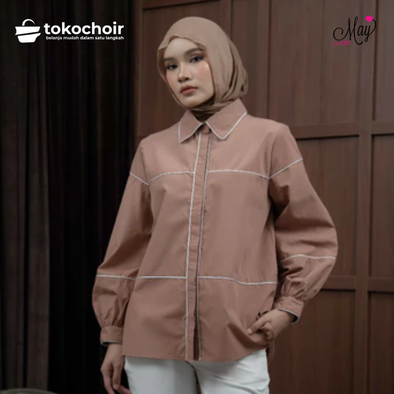 Mayoutfit Zyrra Shirt | Kemeja Basic Poplin Wanita Aksen Stripe Bisban