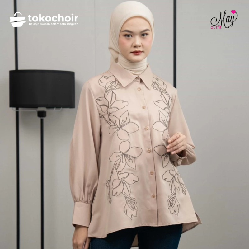 Mayoutfit Eirwen Shirt | Kemeja Wanita Bordir Embroidery Motif Floral