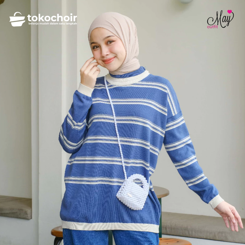 Mayoutfit Harumi Blouse | Sweater Rajut Wanita Motif Stripe