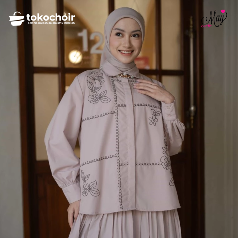 Mayoutfit Thania Shirt | Kemeja Wanita Basic Poplin Bordir Embroidery
