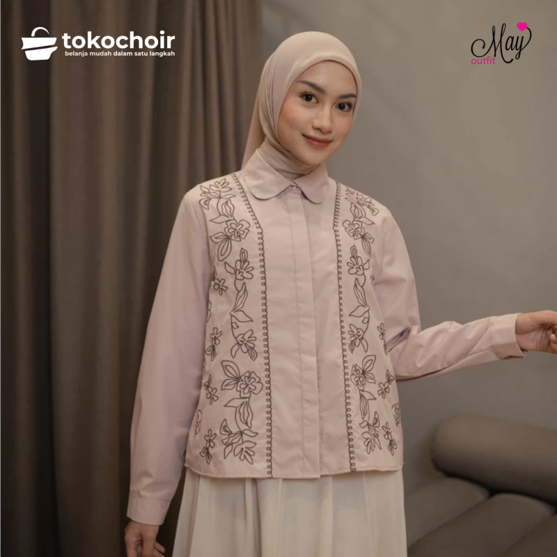 Mayoutfit Maesca Shirt | Kemeja Wanita Basic Poplin Bordir Embroidery