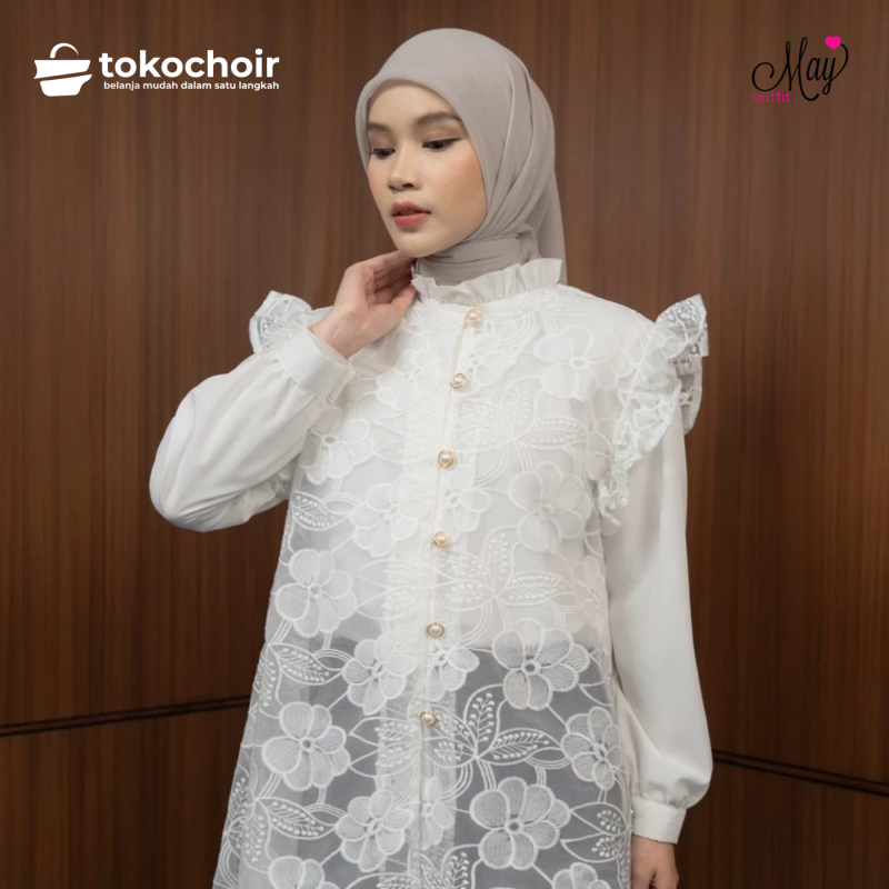 Mayoutfit Fairy Outer | Vest Brukat Rompi Lace Organza Aksen Bordir Tile Embroidery