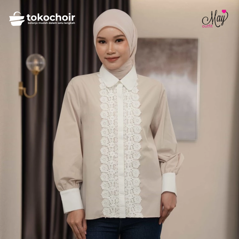 Mayoutfit Maralyn Shirt | Kemeja Wanita Poplin Kombi Bordir Lace Embroidery