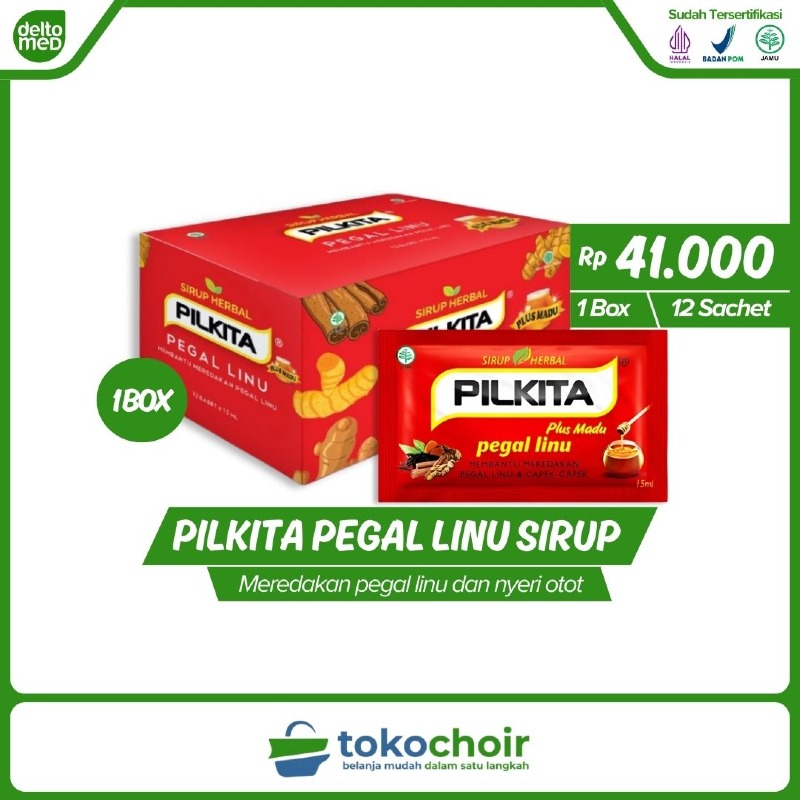 Pilkita Sirup Herbal Pegal Linu (1 Box x 12 Sachet x 15ml)