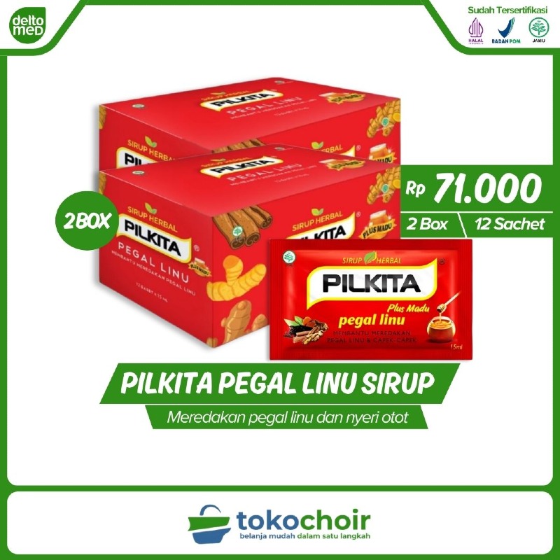 Pilkita Sirup Herbal Pegal Linu (2 Box x 12 Sachet x 15ml)
