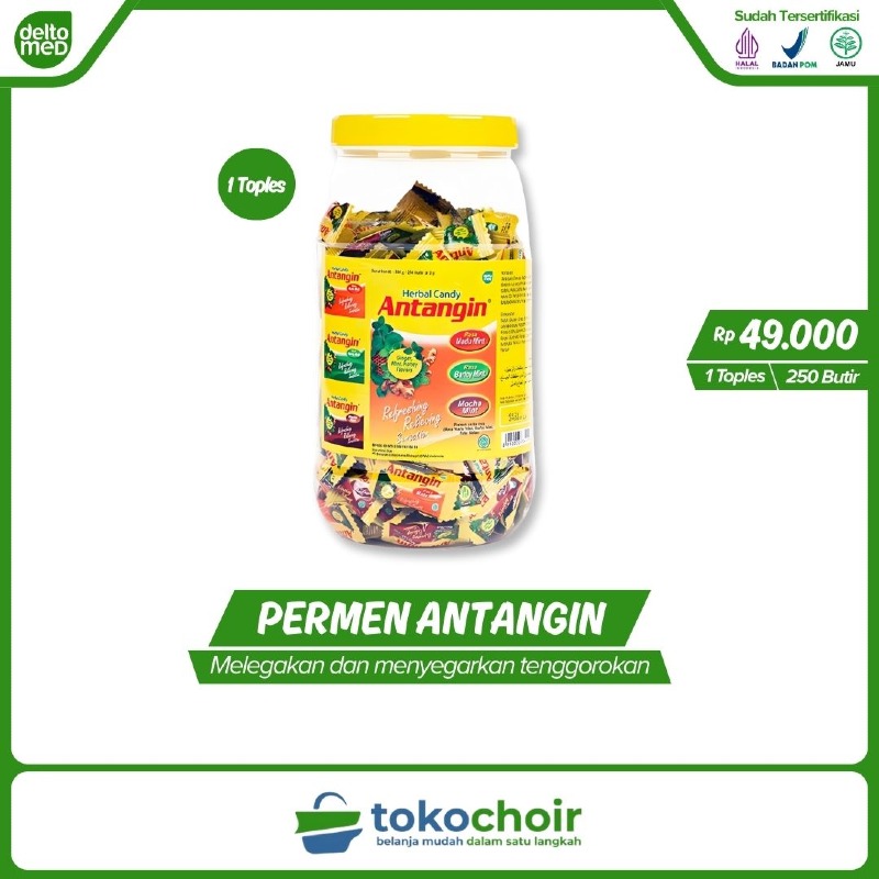 Antangin Permen Herbal Toples 250 Butir (1 Toples x 30 Sachet x 5 Butir)