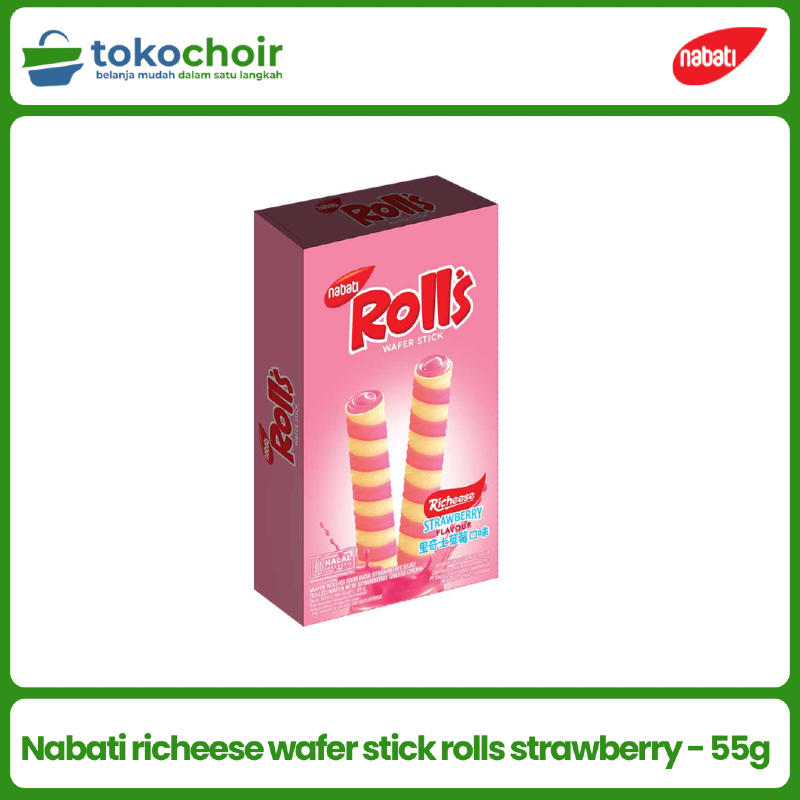 Nabati richeese wafer stick rolls strawberry - 55g