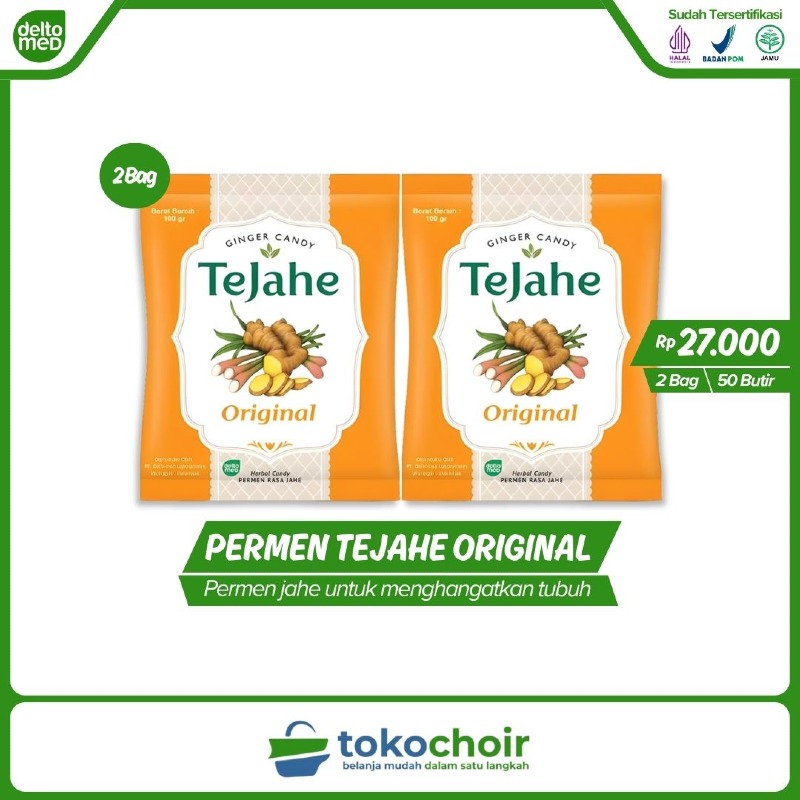 Permen Tejahe Rasa Jahe Original (2 Bag x 50 Butir x 100gr)