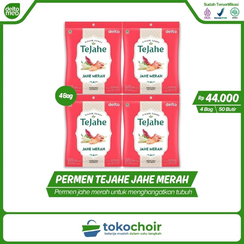 Permen Tejahe Rasa Jahe Merah (4 Bag x 50 Butir x 100gr)