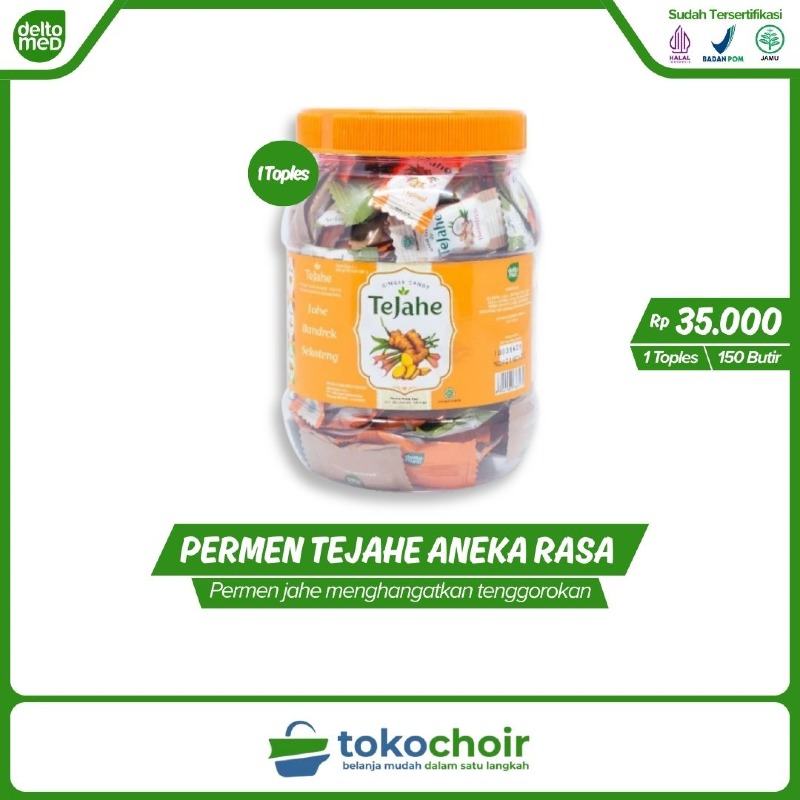 Permen Tejahe Rasa Jahe Original Toples 150 Butir (1 Toples x 150 Butir x 100gr)