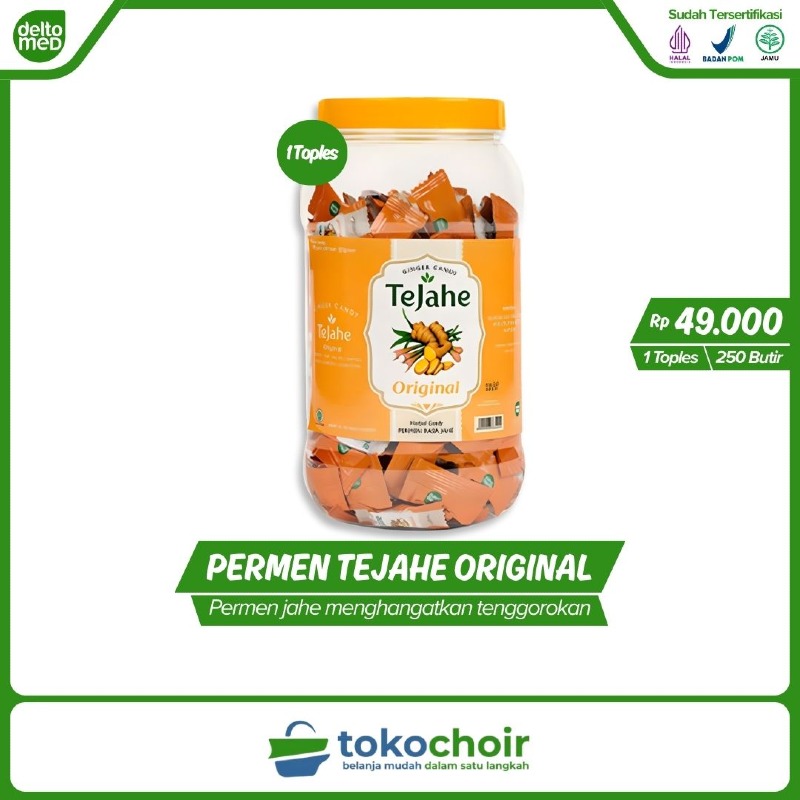 Permen Tejahe Rasa Jahe Original Toples 250 Butir (1 Toples x 250 Butir x 100gr)