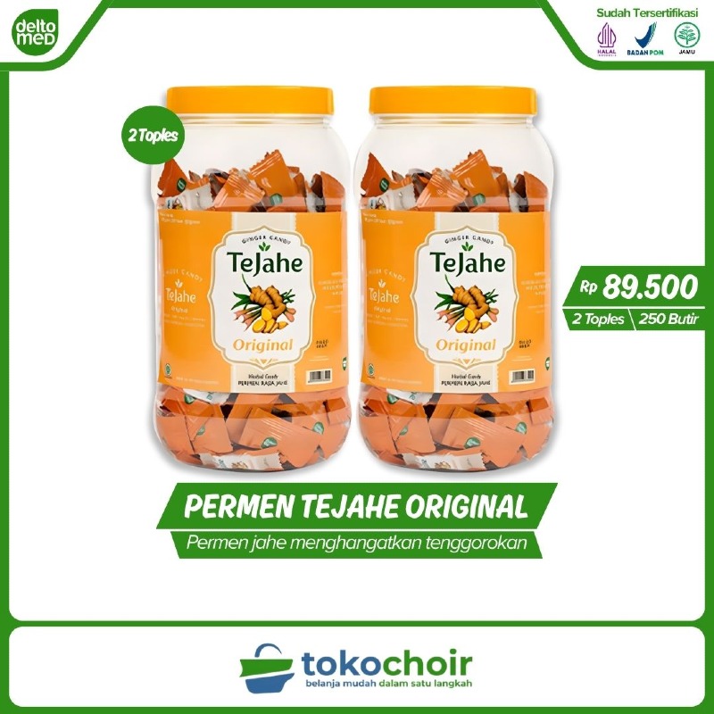 Permen Tejahe Rasa Jahe Original Toples 250 Butir (2 Toples x 250 Butir x 100gr)