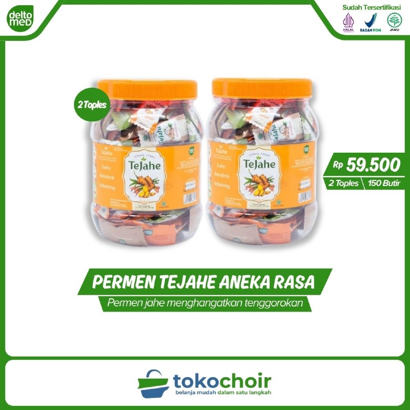 Permen Tejahe Aneka Rasa Toples 150 Butir (2 Toples x 150 Butir x 100gr)
