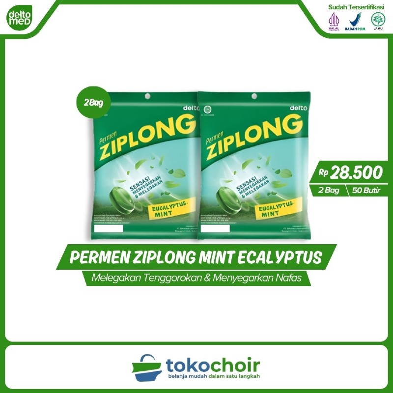 Permen Ziplong Mint Ecalyptus (2 Bag x 50 Butir x 100gr)