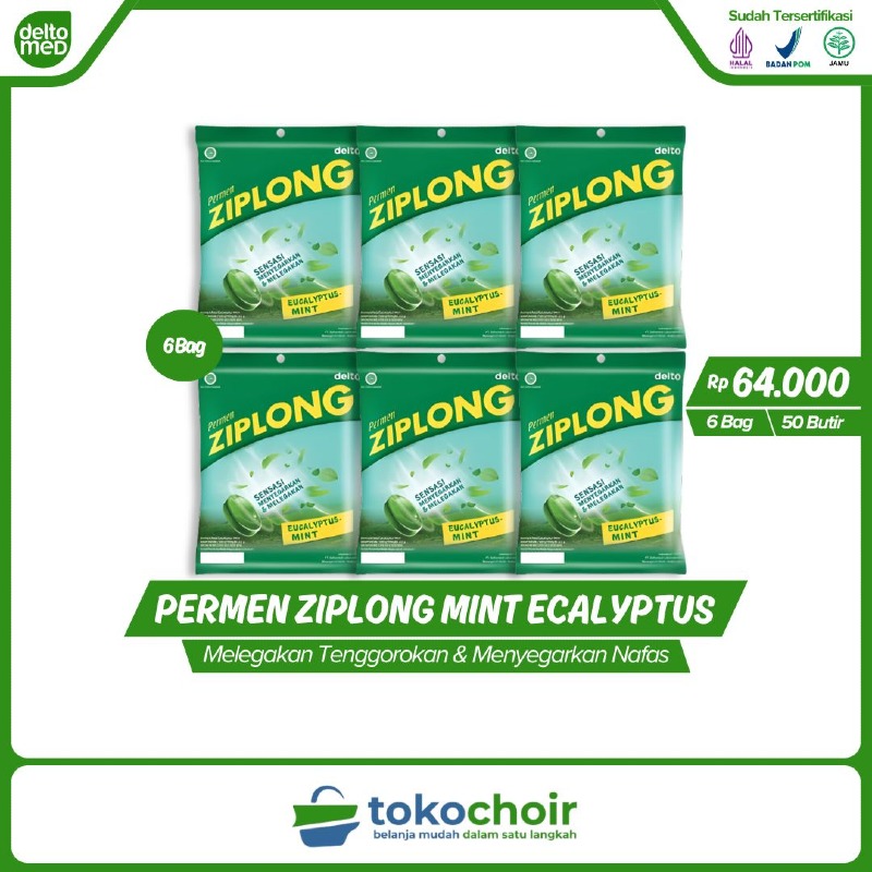 Permen Ziplong Mint Ecalyptus (6 Bag x 50 Butir x 100gr)