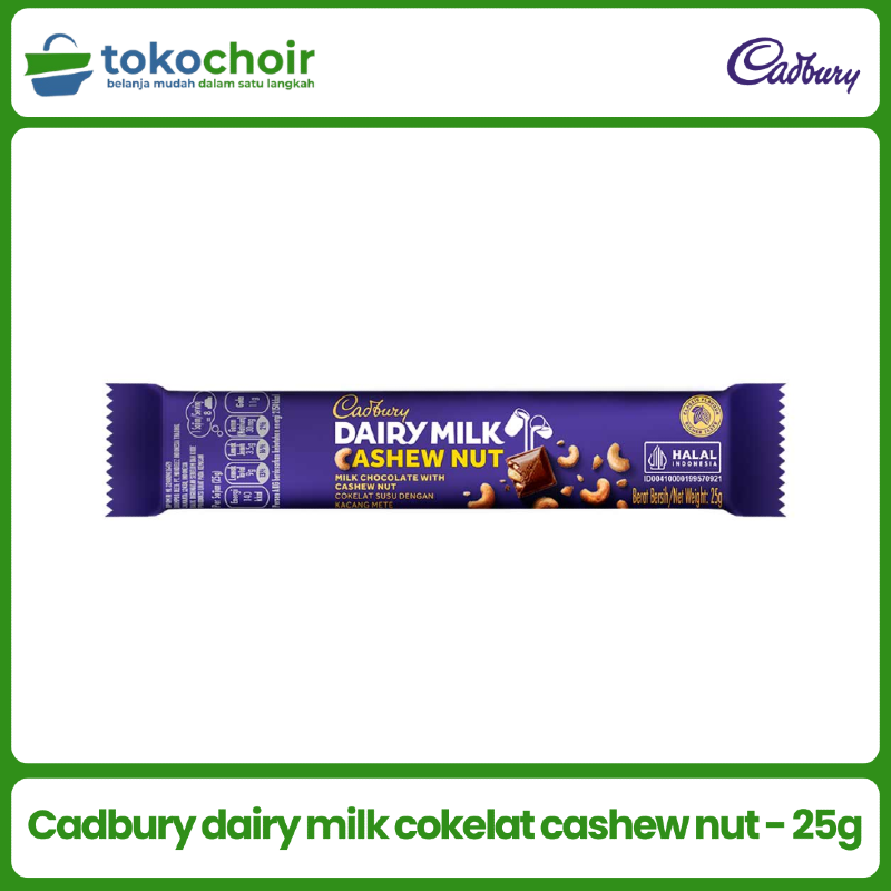 Cadbury dairy milk cokelat cashew nut - 25g