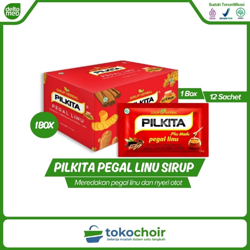 Pilkita Sirup Herbal Pegal Linu (1 Box x 12 Sachet x 15ml)