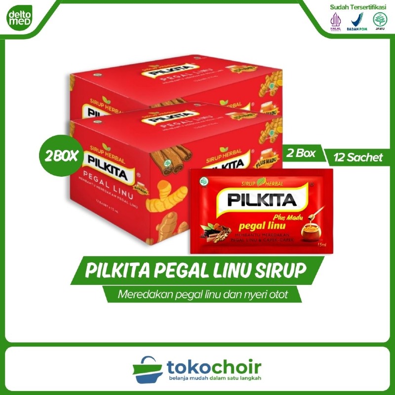 Pilkita Sirup Herbal Pegal Linu (2 Box x 12 Sachet x 15ml)