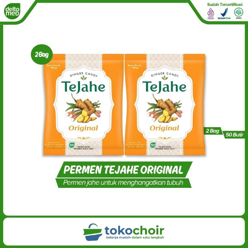 Permen Tejahe Rasa Jahe Original (2 Bag x 50 Butir x 100gr)
