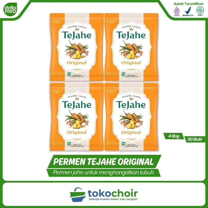 Permen Tejahe Rasa Jahe Original (4 Bag x 50 Butir x 100gr)