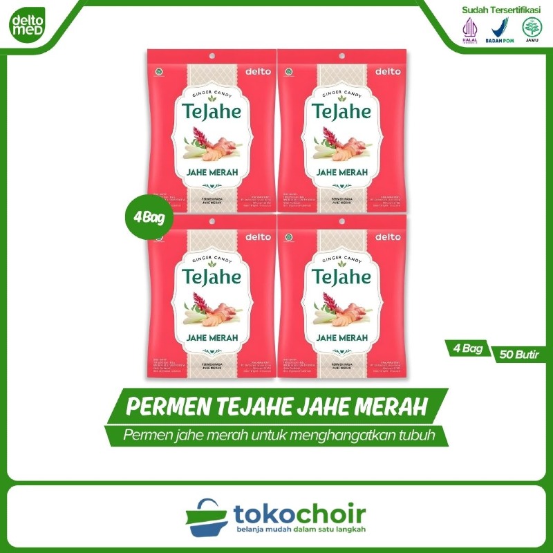 Permen Tejahe Rasa Jahe Merah (4 Bag x 50 Butir x 100gr)