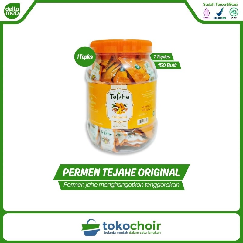 Permen Tejahe Rasa Jahe Original Toples 150 Butir (1 Toples x 150 Butir x 100gr)