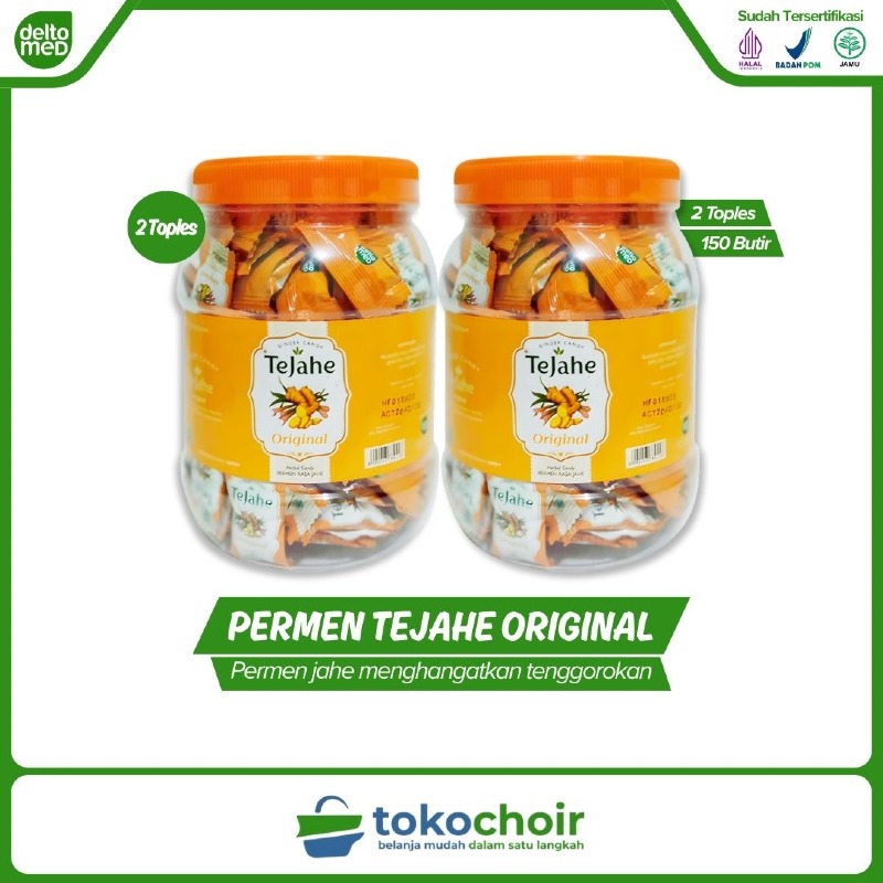 Permen Tejahe Rasa Jahe Original Toples 150 Butir (2 Toples x 150 Butir x 100gr)